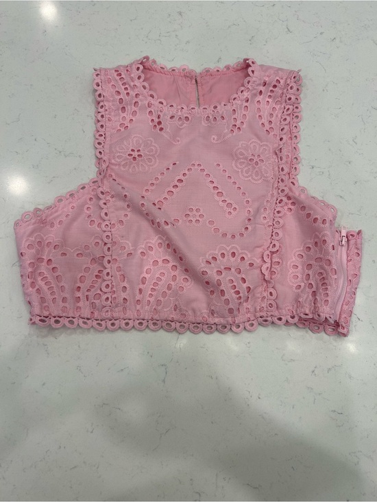 Tops - Pink Eyelet Lace Crop Top